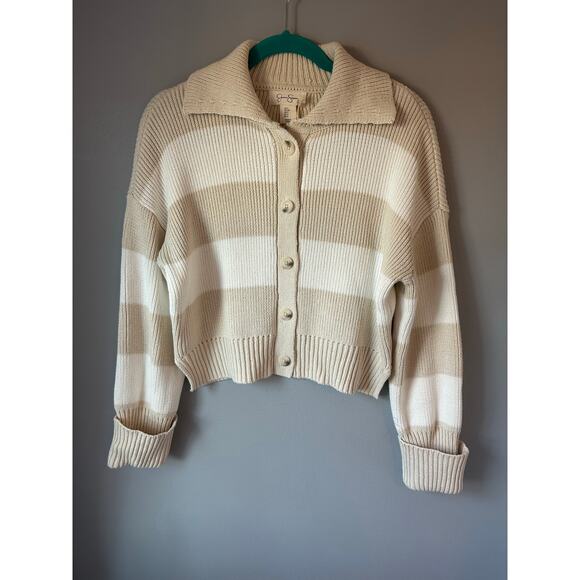 Jessica Simpson Sweaters - Jessica Simpson Cropped Collared Button Down Striped Sweater Small